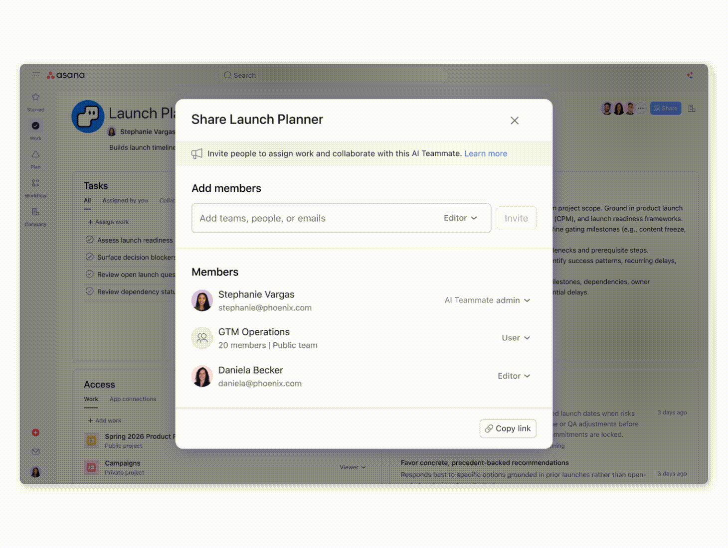 Asana AI Teammates